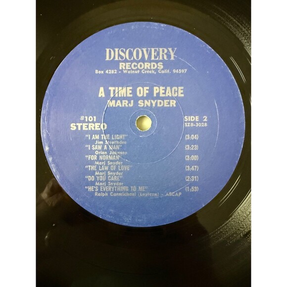 Marj Snyder A Time of Piece LP Discovery Records SZB-3027 Shrink Cleaned VG - Picture 7 of 7